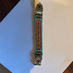 Chili Rose Handcrafted Beaded Bracelet with Silver Accents